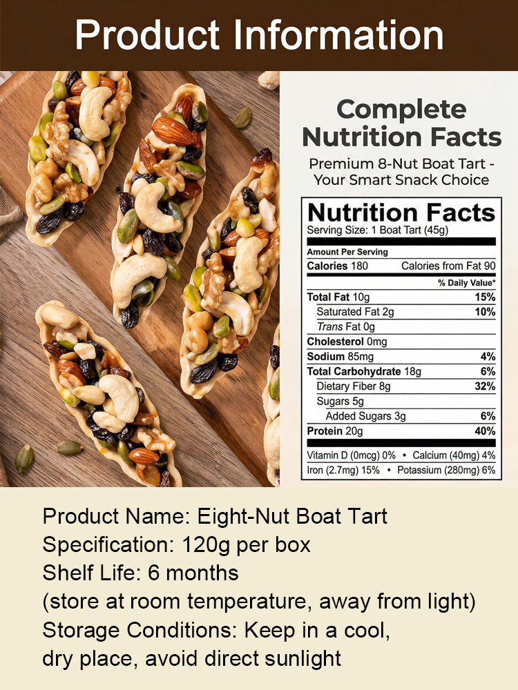 8 Premium Nut Boat Tart with Handmade Crispy Crust