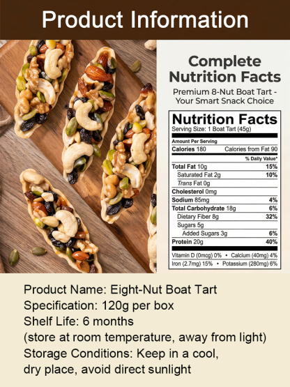 8 Premium Nut Boat Tart with Handmade Crispy Crust