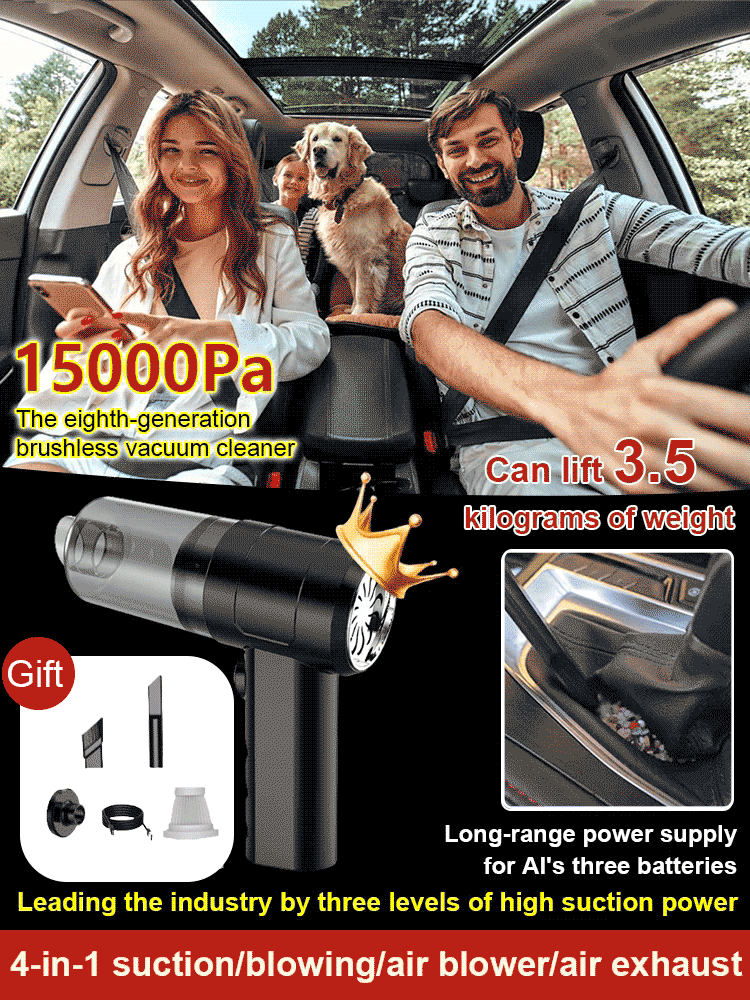 Four-in-one fully automatic vacuum cleaner【One Tool for Your Car & Home. 18000Pa Suction: Vacuum, Blower, Pump, Compressor & Power Bank. 】