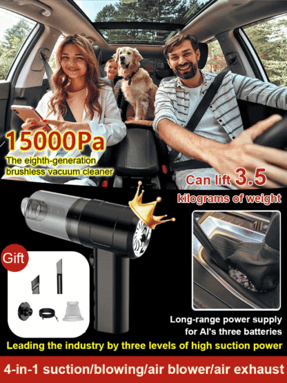 Four-in-one fully automatic vacuum cleaner【One Tool for Your Car & Home. 18000Pa Suction: Vacuum, Blower, Pump, Compressor & Power Bank. 】