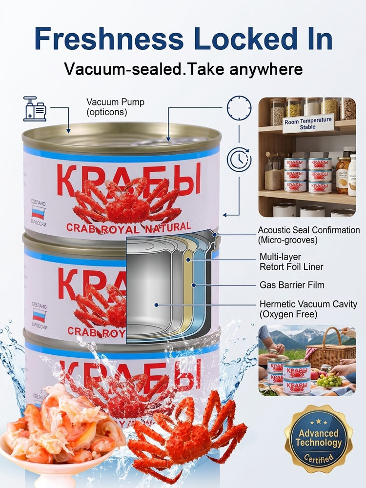 Russian Ready-to-Eat Canned Crab Leg Meat【Wild Caught High Protein King Crab Legs Only 100 Calories Per Leg】