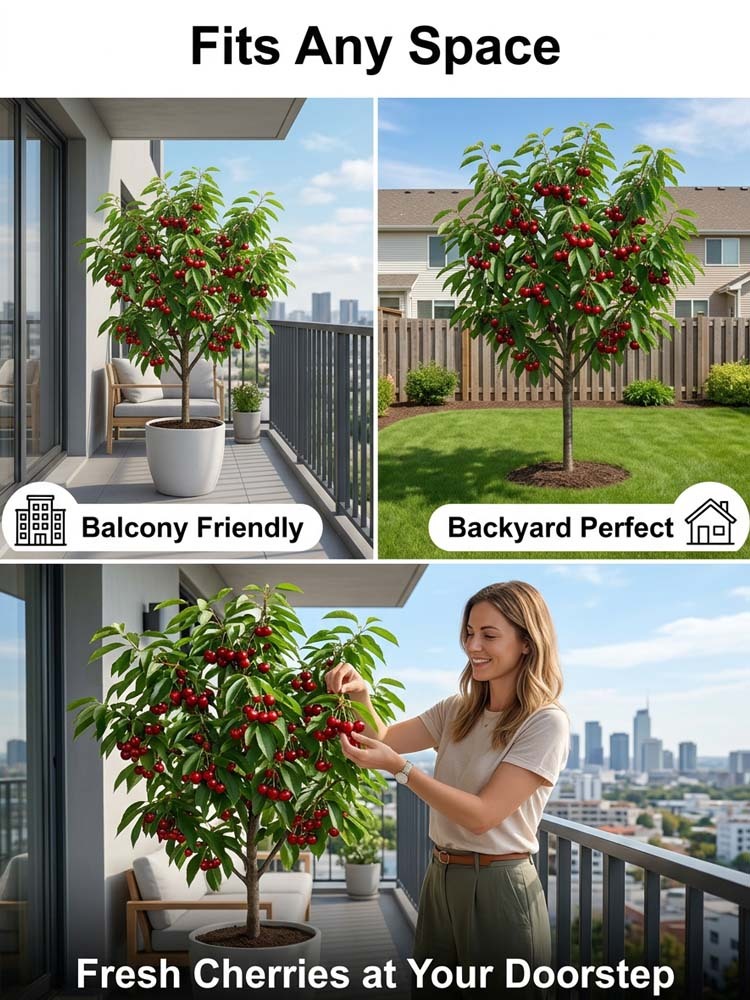 【No fruit, full refund】This cherry is a hybrid of Japan's finest Sato Nishiki variety and Washington's Bing cherry.