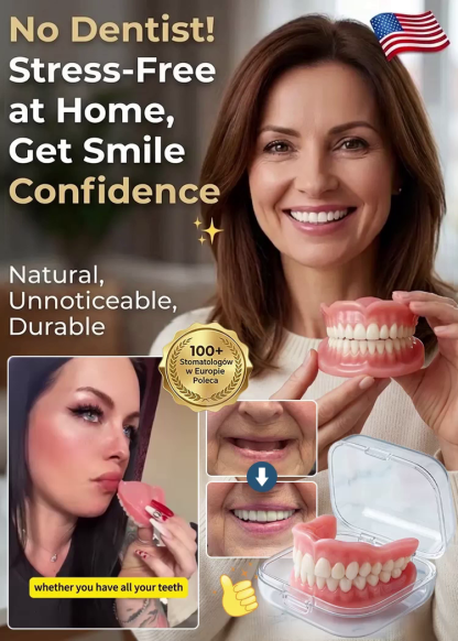 [Free Portable Storage Box Included] Full Coverage Dentures