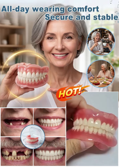 [Free Portable Storage Box Included] Full Coverage Dentures