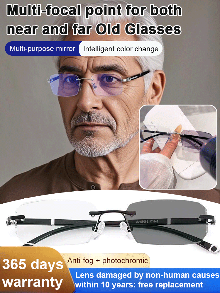  【Auto-Focus Glasses】Seamless Auto-Focus from 100 to 700 Strength. Lenses that instantly turn into sunglasses in the sun.   They block 99.9% of harmful blue light and all glare.