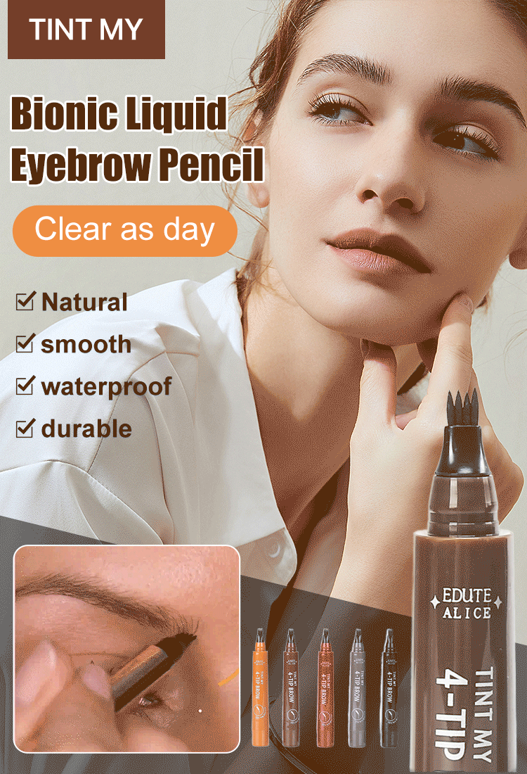 【MADIELI   4 Head Liquid Bionic Eyebrow Pencil】The secret is the 4-fork tip. One stroke, four realistic hairs. Build over 200 hair-like strokes effortlessly.