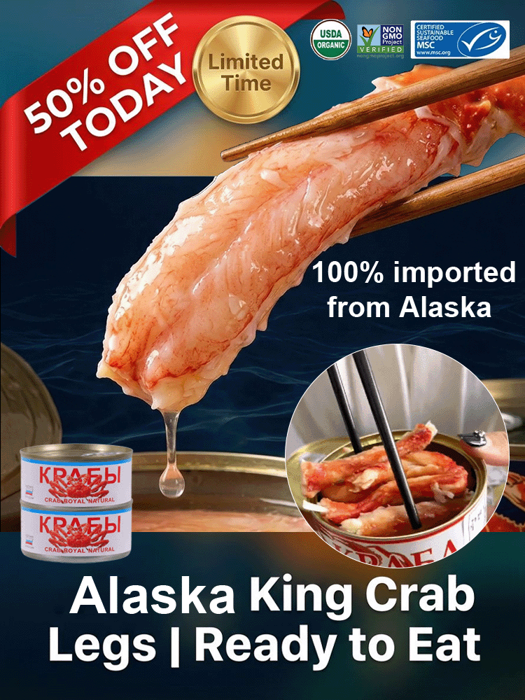 Russian Ready-to-Eat Canned Crab Leg Meat【Wild Caught High Protein King Crab Legs Only 100 Calories Per Leg】