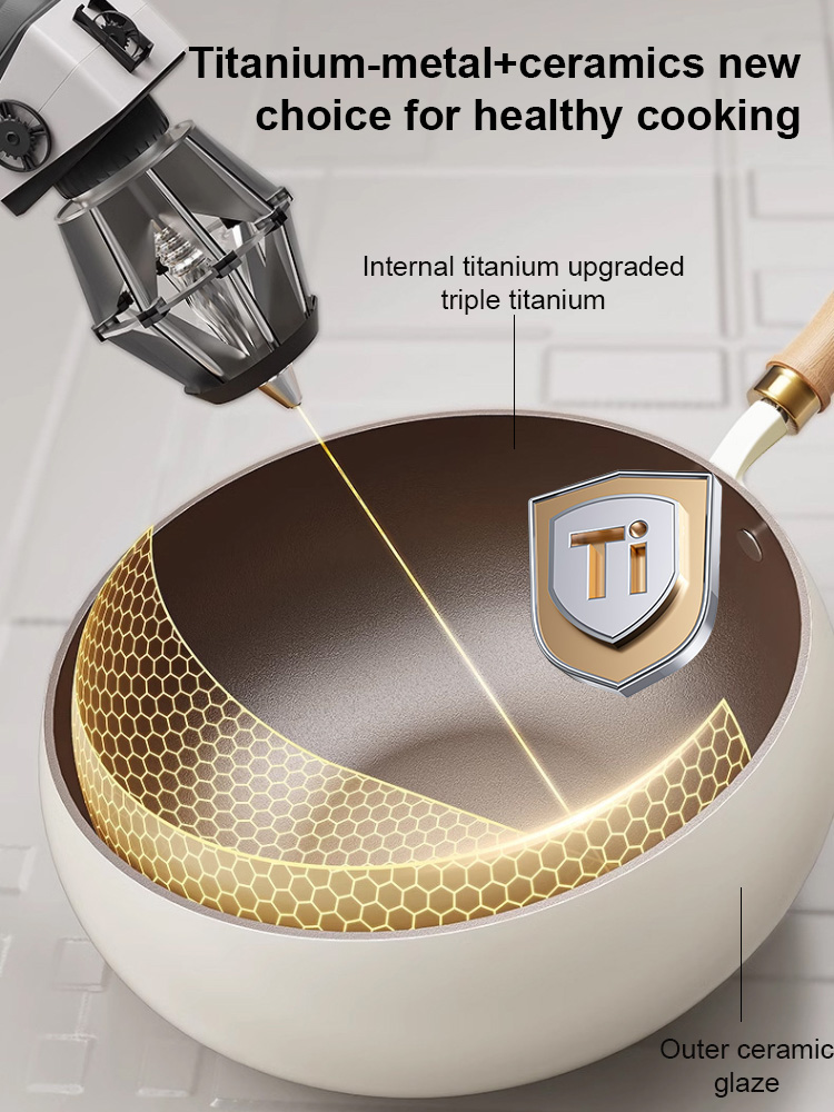 No coating, no splatter and Super durable🔥Multifunctional Titanium Ceramic Large-Bellied Non-Stick Pan