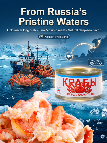 Russian Ready-to-Eat Canned Crab Leg Meat【Wild Caught High Protein King Crab Legs Only 100 Calories Per Leg】