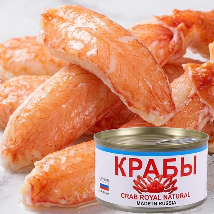 Russian Ready-to-Eat Canned Crab Leg Meat【Wild Caught High Protein King Crab Legs Only 100 Calories Per Leg】