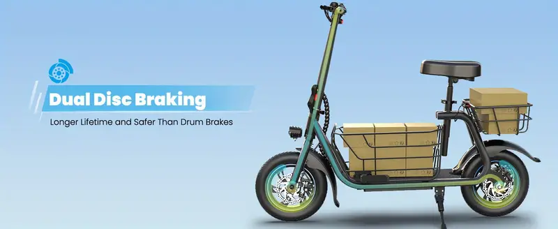 Scooter eléctrico de 550W con cesta para perros, alcance de 20 millas, velocidad de hasta 18.6 MPH, amplio espacio de almacenamiento para mascotas y carga detalles 5