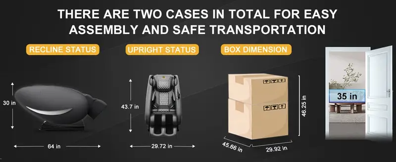 Silla de masaje con  ,   de cuerpo completo,   de   con altavoz inalámbrico, rodillo para pies. detalles 7