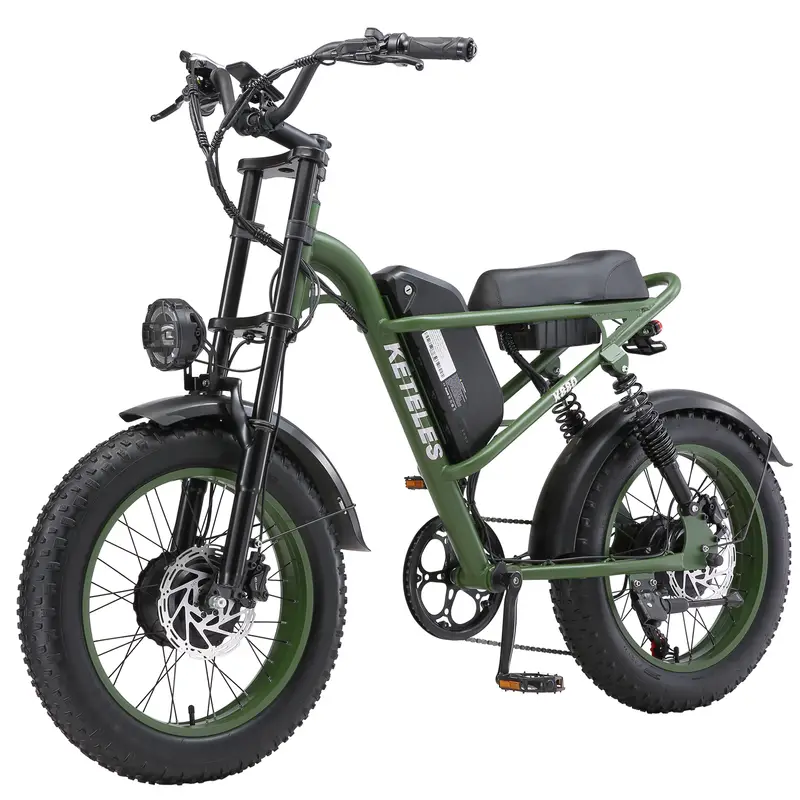 Bicicleta eléctrica de 20 con neumáticos gruesos - Motor dual sin escobillas de 170NM, batería removible de 48V 23Ah 1104WH, velocidad de /h, ideal para entusiastas , camping y cruceros en detalles 10
