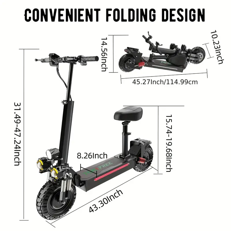 Patinete eléctrico todoterreno de 11, 40   de autonomía, plegable   adultos, con     detalles 3
