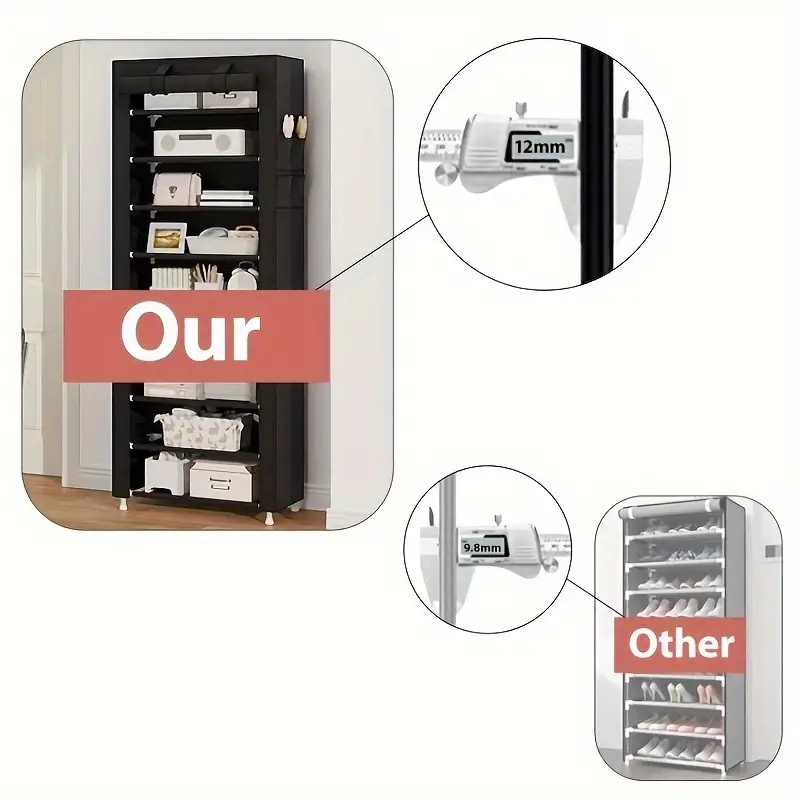 1 pza. Organizador de zapatos de alta capacidad de   con cubierta antipolvo, zapatero de entrada que ahorra espacio, fácil de montar, adecuado para zapateros y armarios domésticos. detalles 4