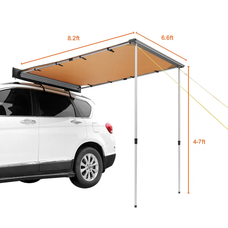   retractable vehicle side awning 6 6 x 8 2 uv50 protection adjustable height with waterproof storage bag for truck suv van campers details 1