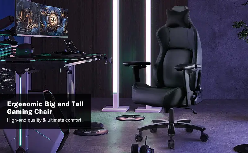 Silla de juego y para adultos de 450 - Silla de ergonómica resistente con base de metal , soporte lumbar y reposabrazos mejorados Respaldo y tamaño Silla de computadora detalles 0