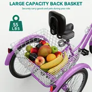 adultos, s de de 26 pulgadas, de 7 velocidades adultos, de de con cestas delanteras y traseras, asiento con mayores, , Hombre detalles 0