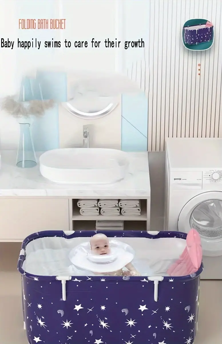 Bañera plegable que ahorra espacio, experiencia de spa, respaldo estándar, almacenamiento conveniente, con diseño de estrellas y  , para baños pequeños y uso doméstico. detalles 2