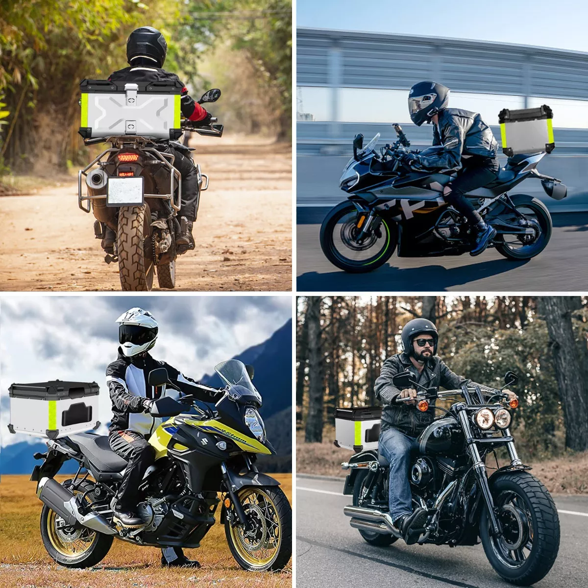 Caja Moto Top Case Aluminio Baul Con Respaldo Para 2 Cascos