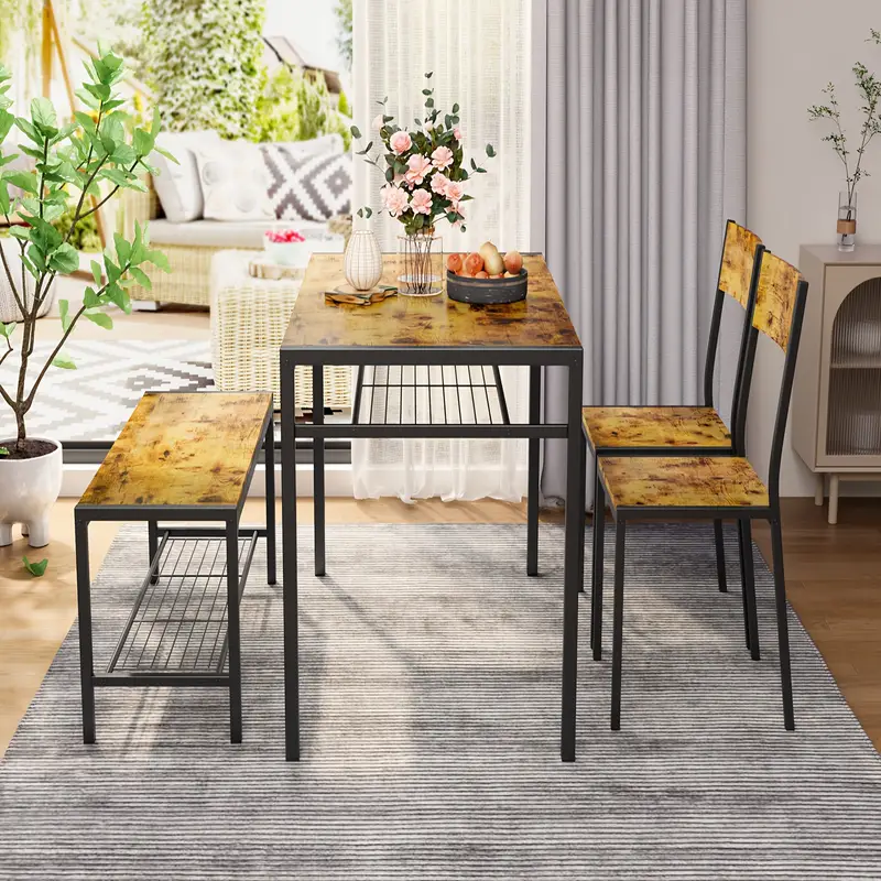 Mesa de cocina y 2 sillas para 4 con  , juego de mesa de comedor de 4 piezas para   pequeño,   (   ) detalles 8