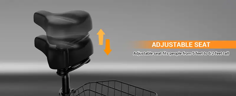 TST Scooter El&eacute;ctrico con Asiento, Scooter El&eacute;ctrico Plegable de Comunicaci&oacute;n para Adultos de 300W, Neum&aacute;tico de 12 de Di&aacute;metro, hasta 16 Mph, con Cesta y Asiento Ajustable   detalles 5