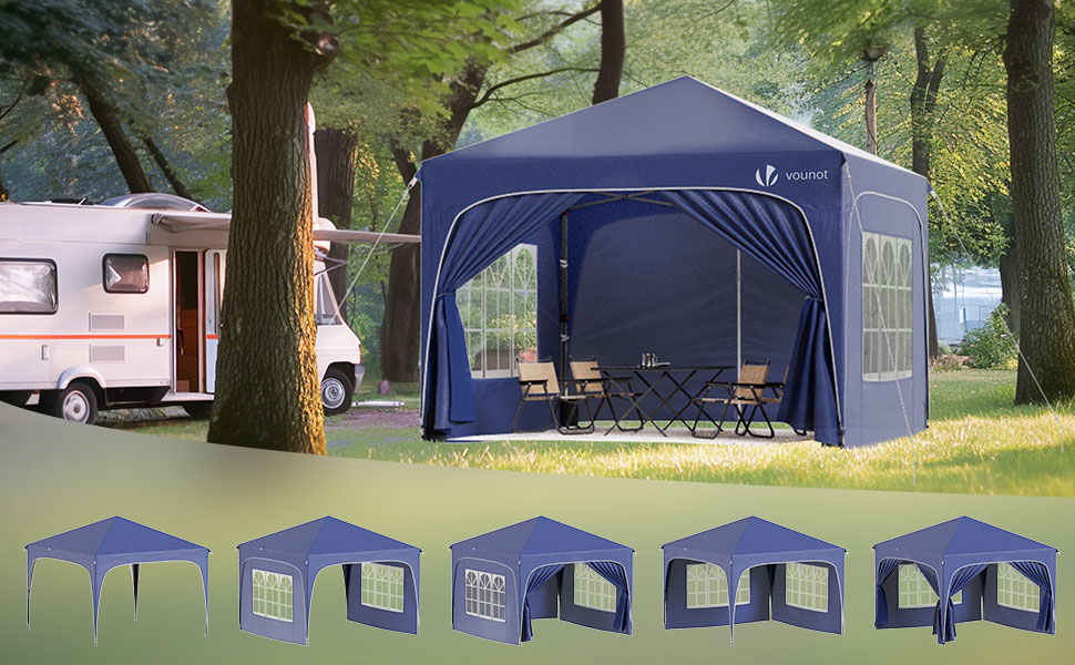 Carpa Plegable Gazebo 3x3m con Techo Arqueado Cenador Impermeable Pabellón de Jardín Pop Up