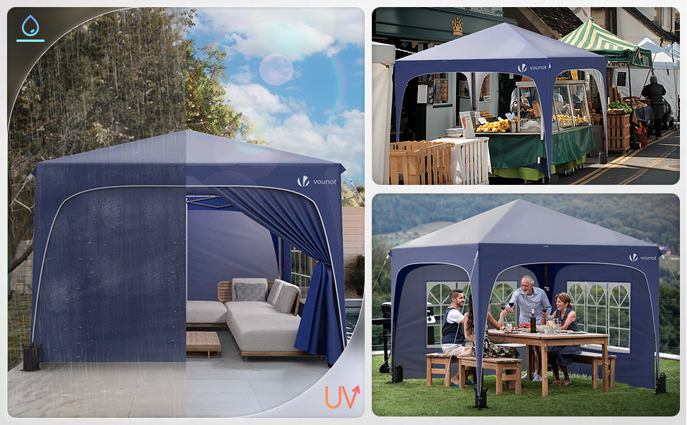 Carpa Plegable Gazebo 3x3m con Techo Arqueado Cenador Impermeable Pabellón de Jardín Pop Up