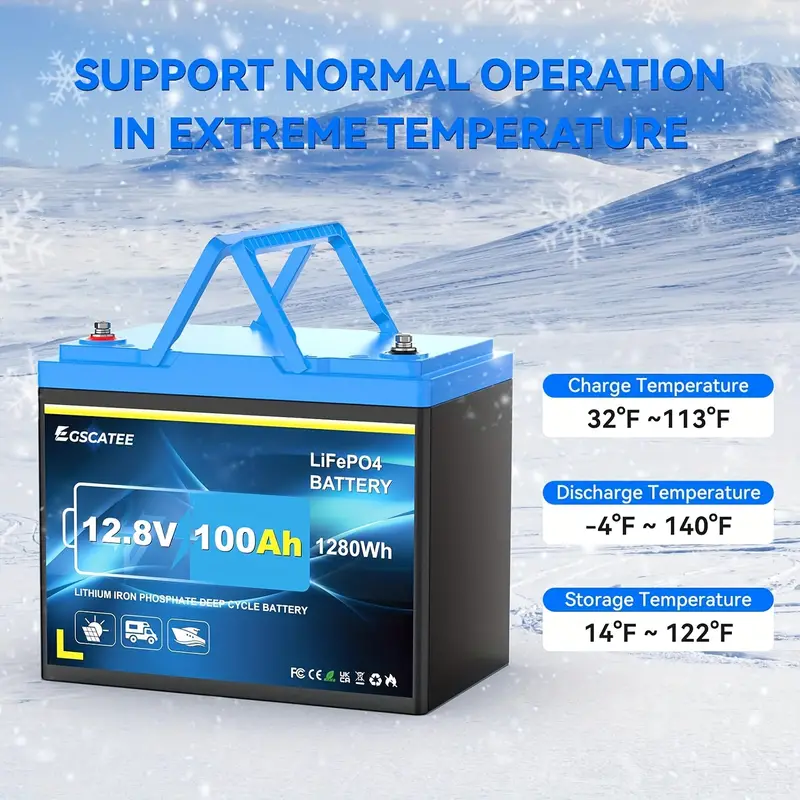 Batería de     de 12 V   Ah - Batería de   portátil de 1280 Wh máx. con BMS de   A,     profundos    ,  ,   de  , embarcaciones e inversores. detalles 0