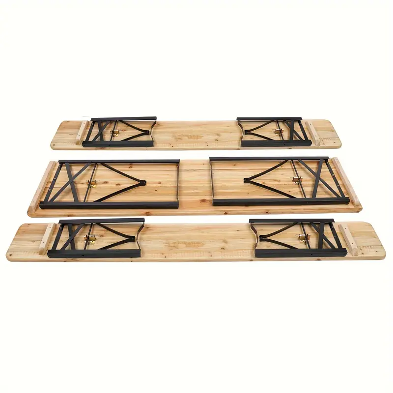 Conjunto De Mesa Y Banco Plegable De   Patas, Mesa De Picnic Con Tapa De Madera Plegable, Conjunto De Muebles De Exterior De Madera Maciza Para Actividades Al Aire   Y Jard&iacute;n detalles 4