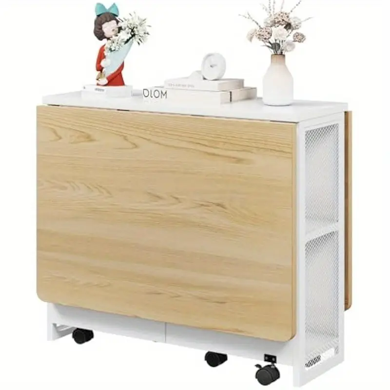 Mesa de   plegable  , mesa de   con   abatible con   y estante de almacenamiento de 2  , mesa de   que        s  , rectángulo plegable y expandible    /cocina detalles 1