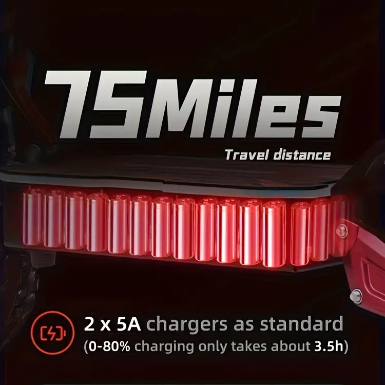 Patinete eléctrico   velocidad con   motor, carga   de 200 kg, con faros   y luces RGB  , grado   de 45°, batería   de 60V38Ah, autonomía de 120 km para adultos. detalles 3