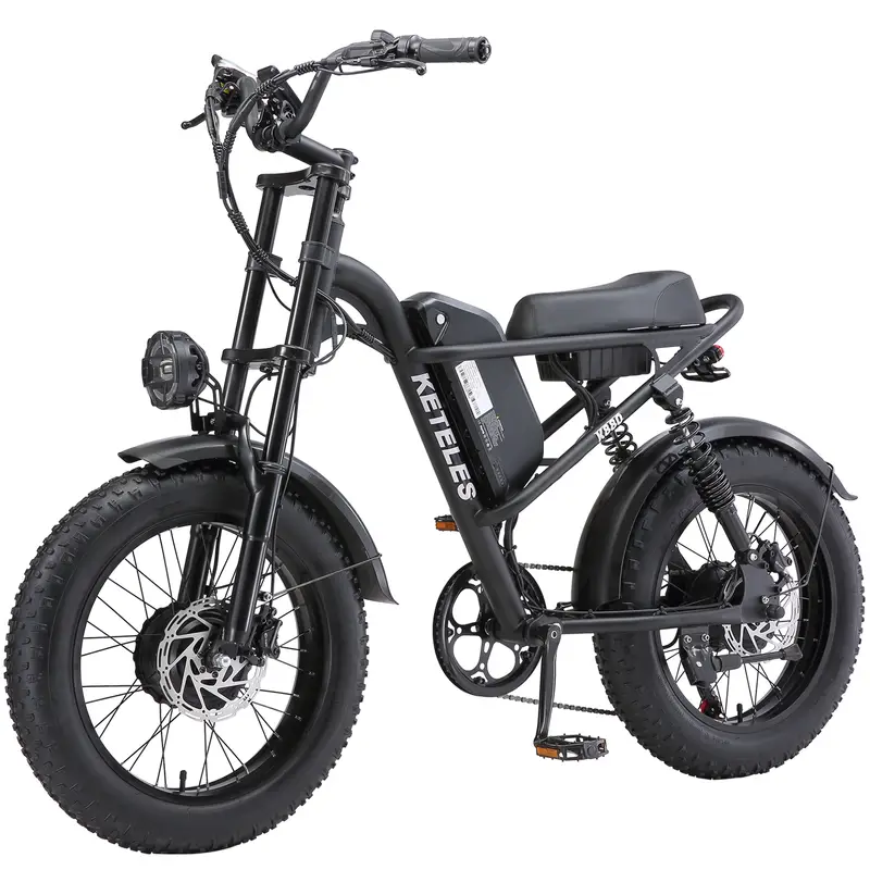 Bicicleta eléctrica de 20 con neumáticos gruesos - Motor dual sin escobillas de 170NM, batería removible de 48V 23Ah 1104WH, velocidad de /h, ideal para entusiastas , camping y cruceros en detalles 13