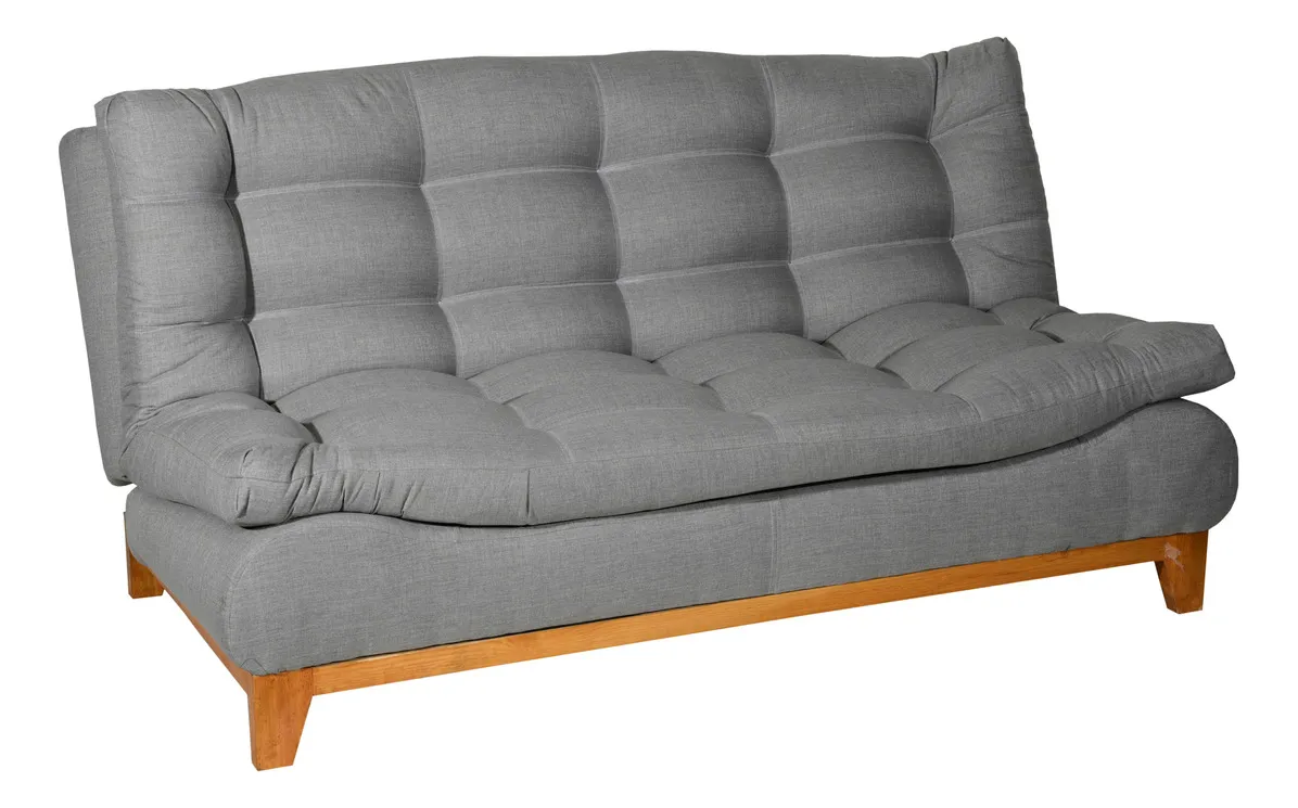 Imagen 2 de 5 de Sofa Cama Salas Modernas Minimalistas Capitonado Sofas Cama Color Gris Diseño de la tela Lino