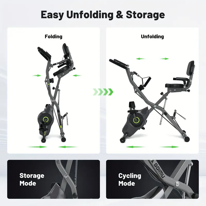 MITONOS 1pc Bicicleta de ejercicio, Bicicleta estacionaria plegable 5 en 1, Para entrenamiento en casa, Resistencia ajustable de 16 niveles, Con capacidad de 330 libras detalles 5