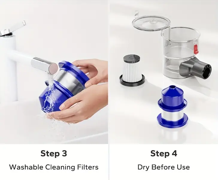 aspiradora inalámbrica, 30kpa potente aspiradora de   con   de   de funcionamiento, aspiradoras antienredos para el hogar, depósito de polvo de 1.5 l, aspiradora inalámbrica recargable para suelos de madera, alfombras y pelo de mascotas detalles 5