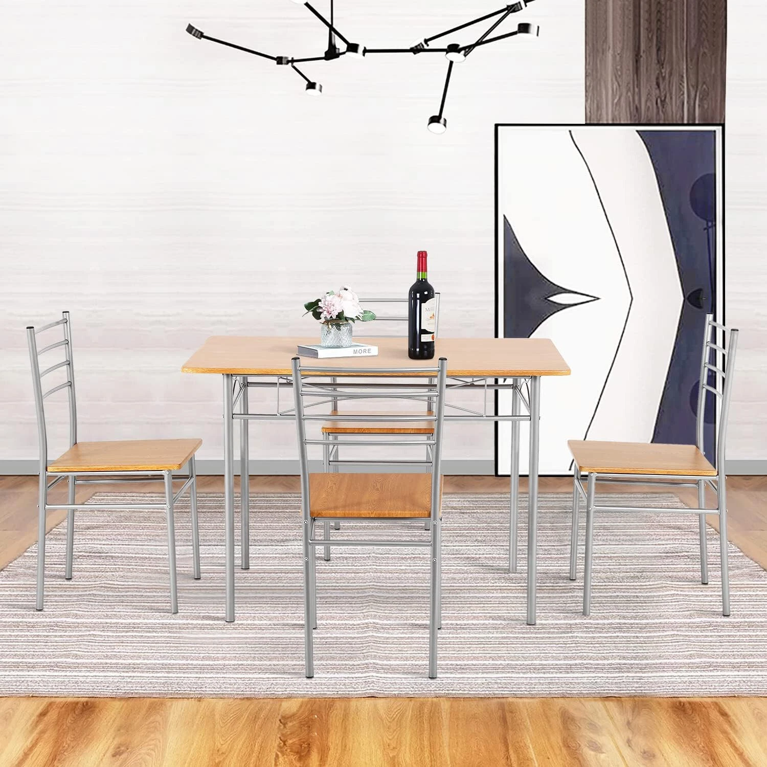 Juego de mesa de comedor, mesa de cocina y sillas para 4, mesa de cocina, mesa de comedor