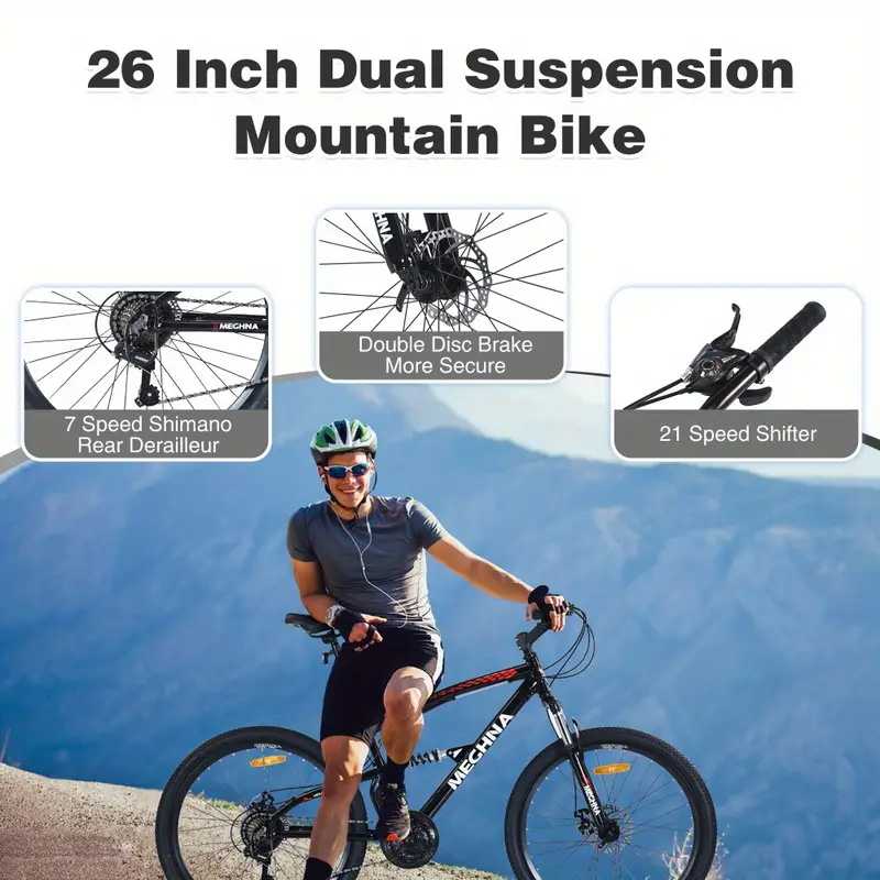   de montaña de 26 pulgadas, 21 velocidades,   suspensión,   de aleación de  ,    . detalles 19