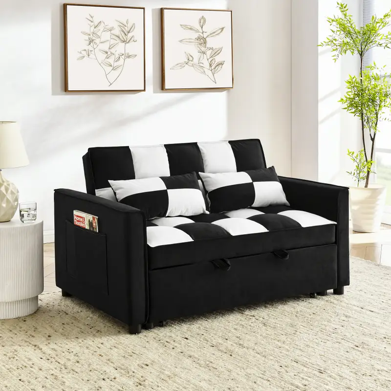 Sofá     de   con sofá   extraíble,   3 en 1   sofá   de  ,   y negro detalles 4