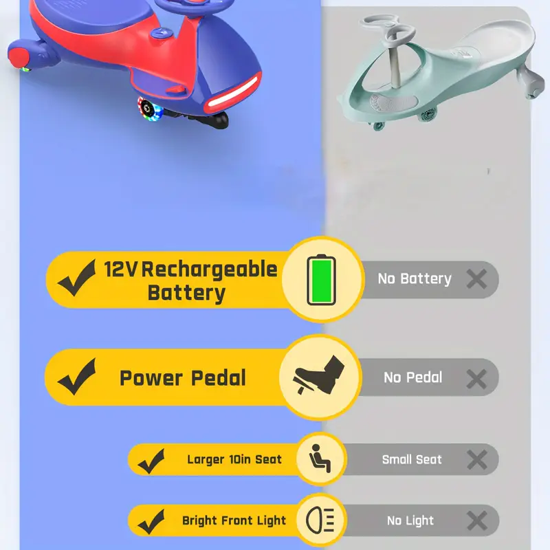 coche eléctrico   con pedal, juguete de 12 v para  , batería recargable,   antivuelco, ruedas intermitentes, coche oscilante para niños de 3 años en  ,  ,  , regalos de halloween y navidad detalles 3