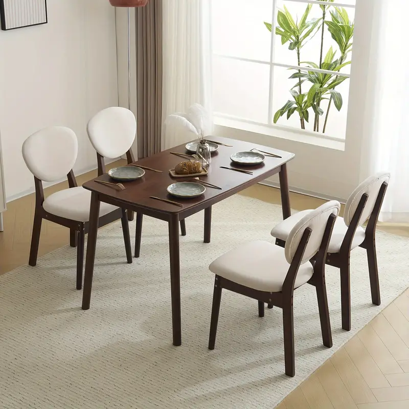 Mesa de comedor rectangular de madera de     con bolsa   y juego de sillas 1 mesa 4 sillas Cojín   detalles 2
