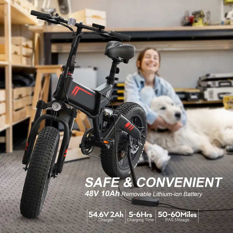 20x4 0 fat tire electric bike for adults 500w   750w foldable electric bike with 48v 10ah battery professional 7 speed shock absorber 20mph ebike for mountain beach snow details 4