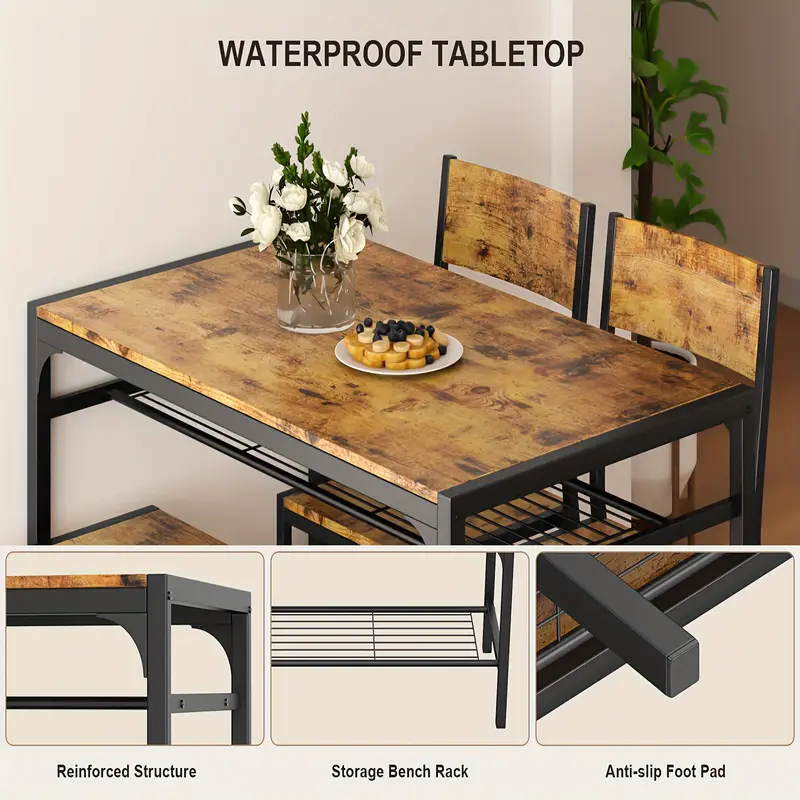 Mesa de cocina y 2 sillas para 4 con  , juego de mesa de comedor de 4 piezas para   pequeño,   (   ) detalles 0