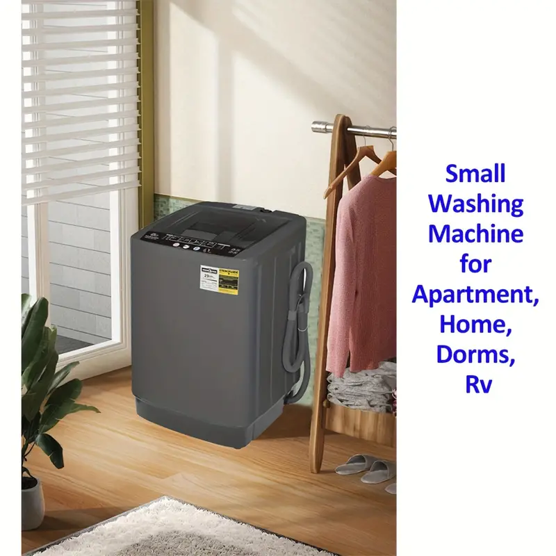   full automatic washing machine portable compact washer with led display 10 programs and 8 water levels 13 6lbs 17 9lbs capacity space saving full automatic washer grey details 8