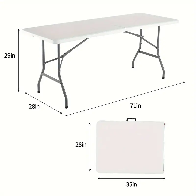 Mesa plegable   de 6  , mesa de   portátil   interiores o exteriores     detalles 1