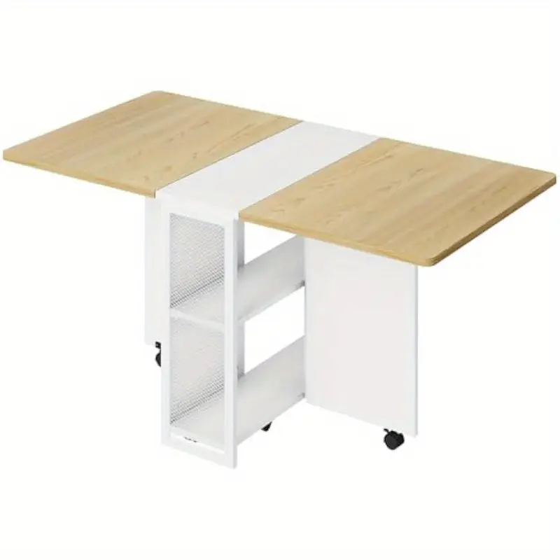 Mesa de   plegable  , mesa de   con   abatible con   y estante de almacenamiento de 2  , mesa de   que        s  , rectángulo plegable y expandible    /cocina detalles 2