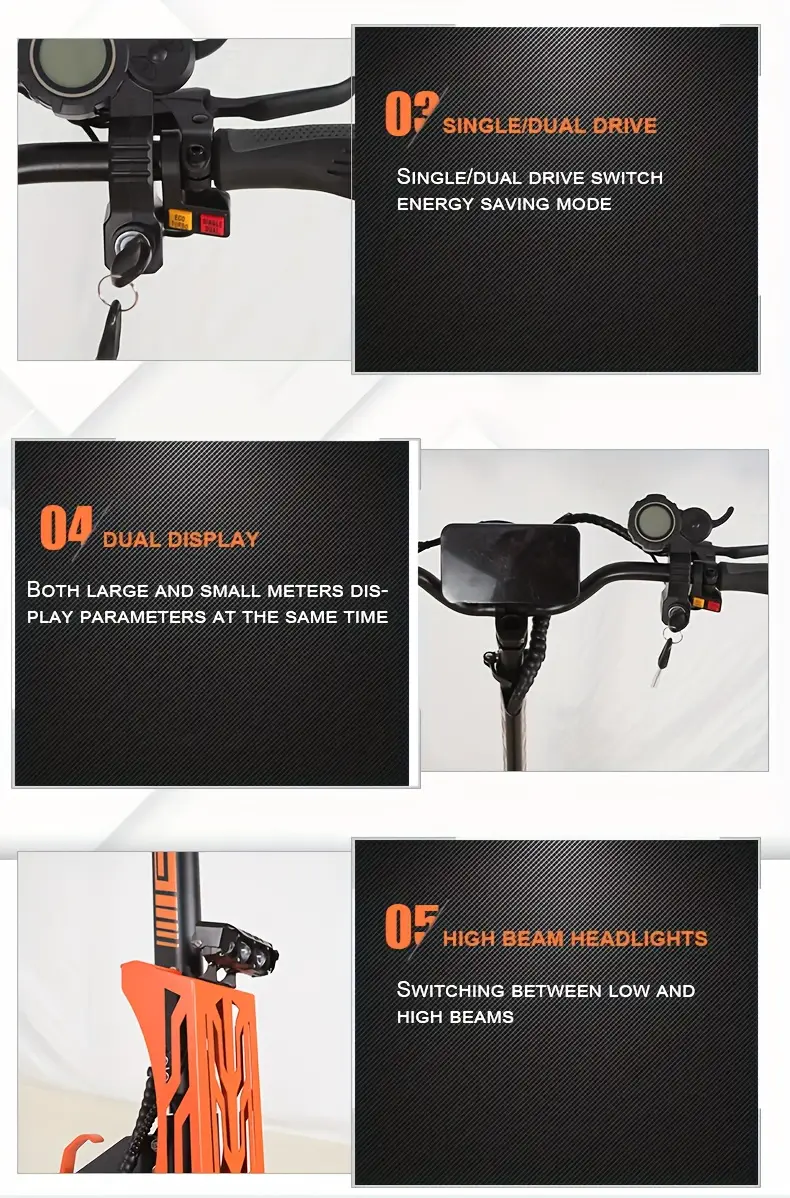 Scooter Eléctrico para Adultos, Doble Motor con Potencia Promedio de 750W, Batería de 60V 27AH de Alto Alcance, Velocidad Promedio de 20MPH, Neumáticos Todoterreno de 11 Pulgadas, Scooter Deportivo Plegable con Asiento detalles 5