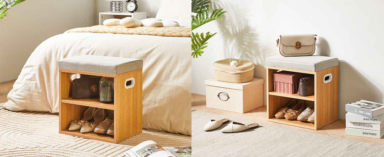 Banco de almacenamiento de zapatos con cojín