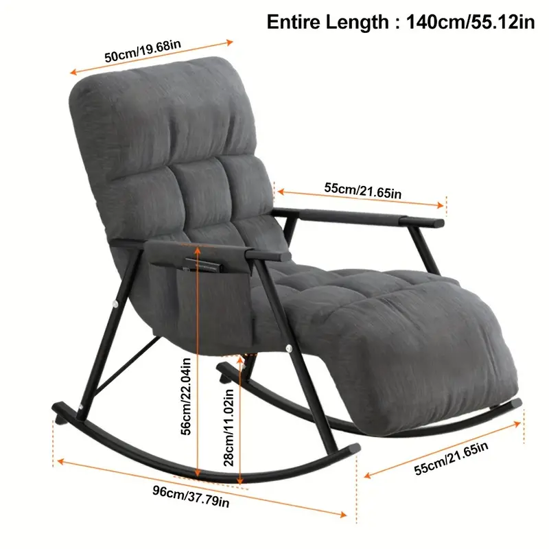 1pc Silla Mecedora Ajustable   -   para Relajación,   y Ocio   de Estar, Dormitorio o   - Construcción   de Poliéster/Metal detalles 4
