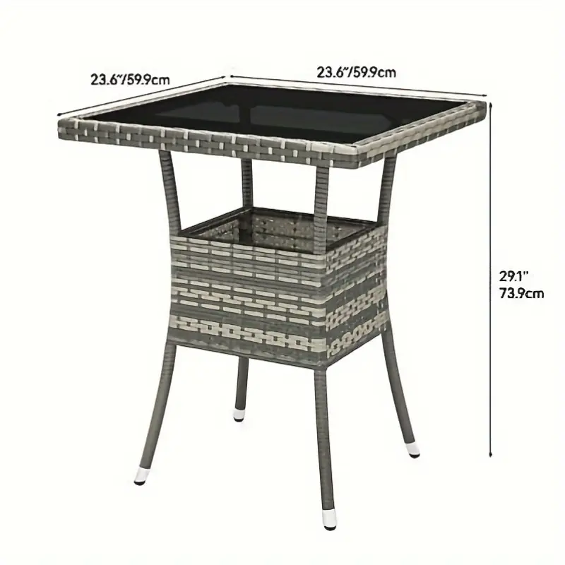 mesa de comedor de mimbre para patio furnizest con 4 asientos y   de vidrio templado, ideal para el entretenimiento y la relajaci&oacute;n  . detalles 2